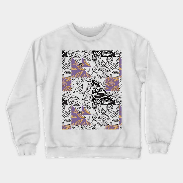 Minimalist Leaf Line Art Illustration as a Seamless Surface Pattern Design Crewneck Sweatshirt by zarya_kiqo